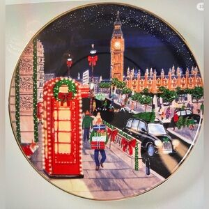❤️ ANTHROPOLOGIE HOLIDAY IN THE CITY STONEWARE LONDON PLATE NEW